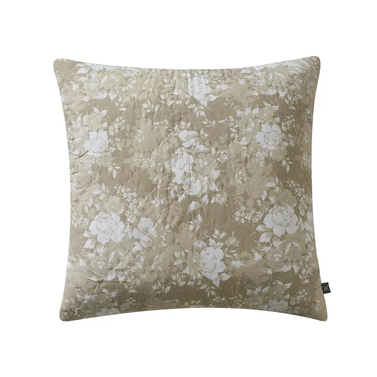 My Texas House 20" x 20" Candace Taupe Floral Cotton Decorative Pillow - Walmart.com | Walmart (US)