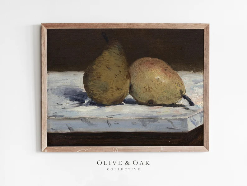 Vintage Kitchen Art Print / Pear Still Life Painting / Kitchen - Etsy | Etsy (US)