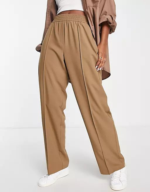 Topshop Tailored elastic waist sweatpants in camel | ASOS (Global)