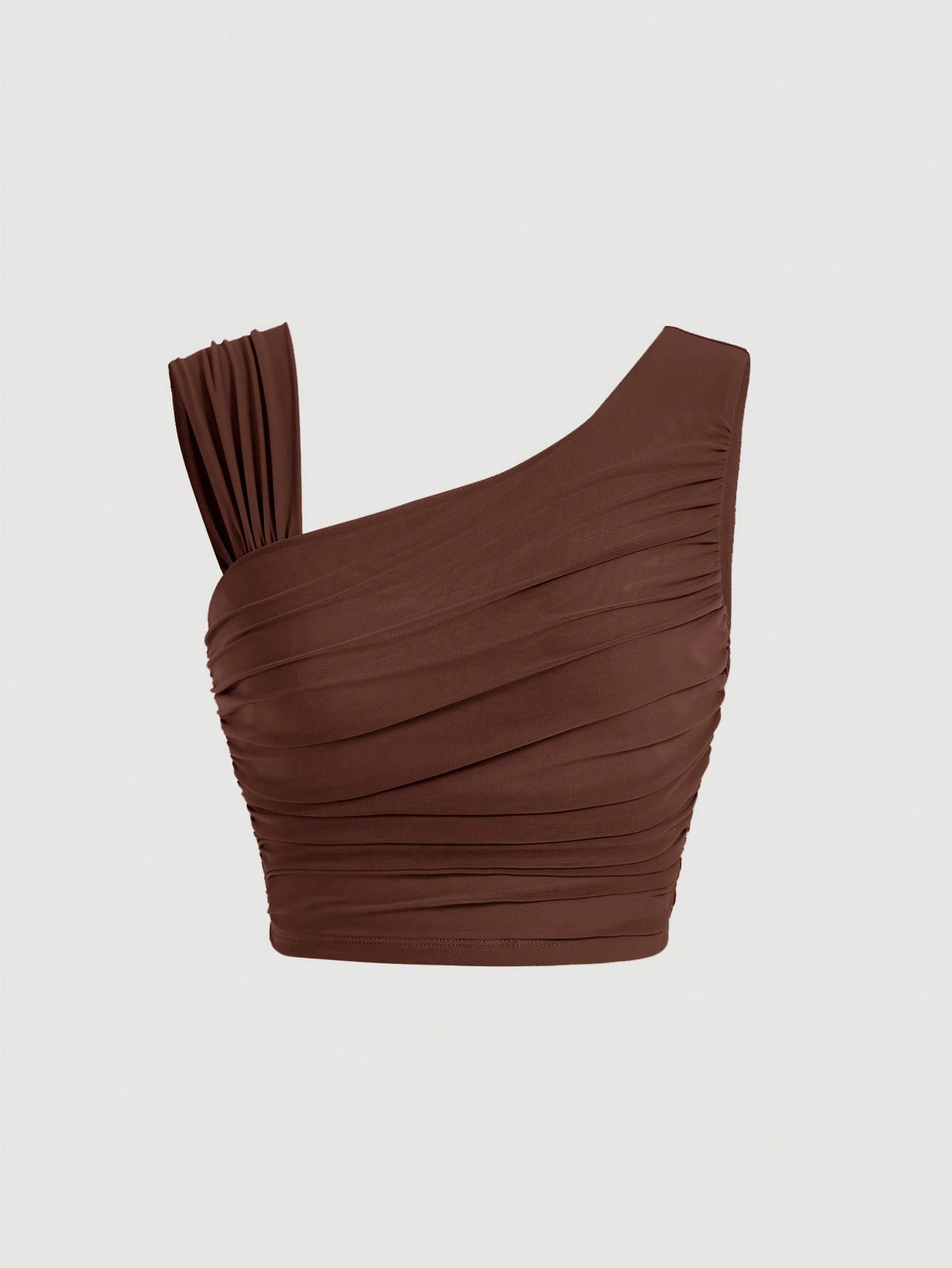 SHEIN MOD Top corto monocolore plissettato scollatura asimmetrica | SHEIN