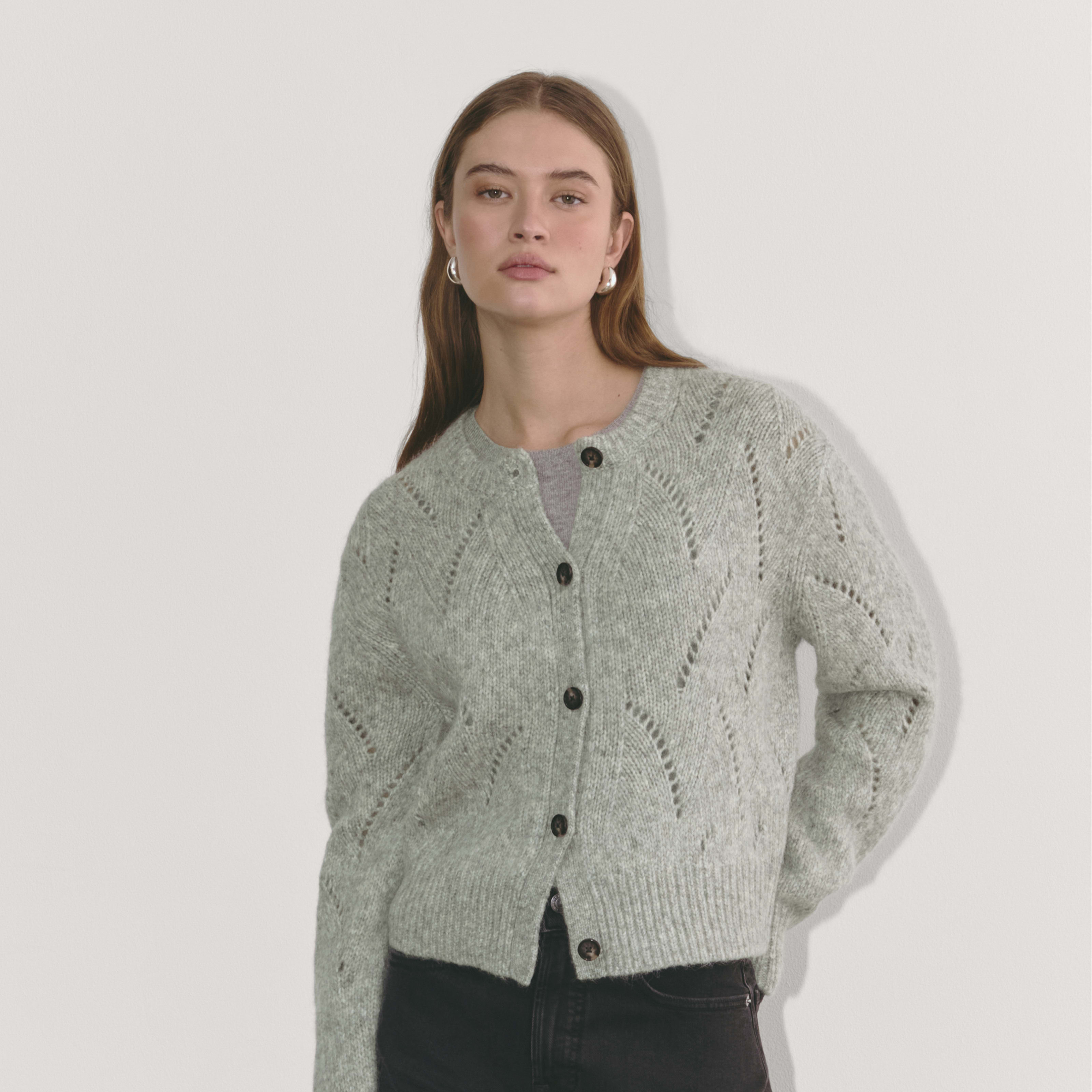 Women's Pointelle Cardigan in Cloud by Everlane in Heather Grey, Size M | Everlane