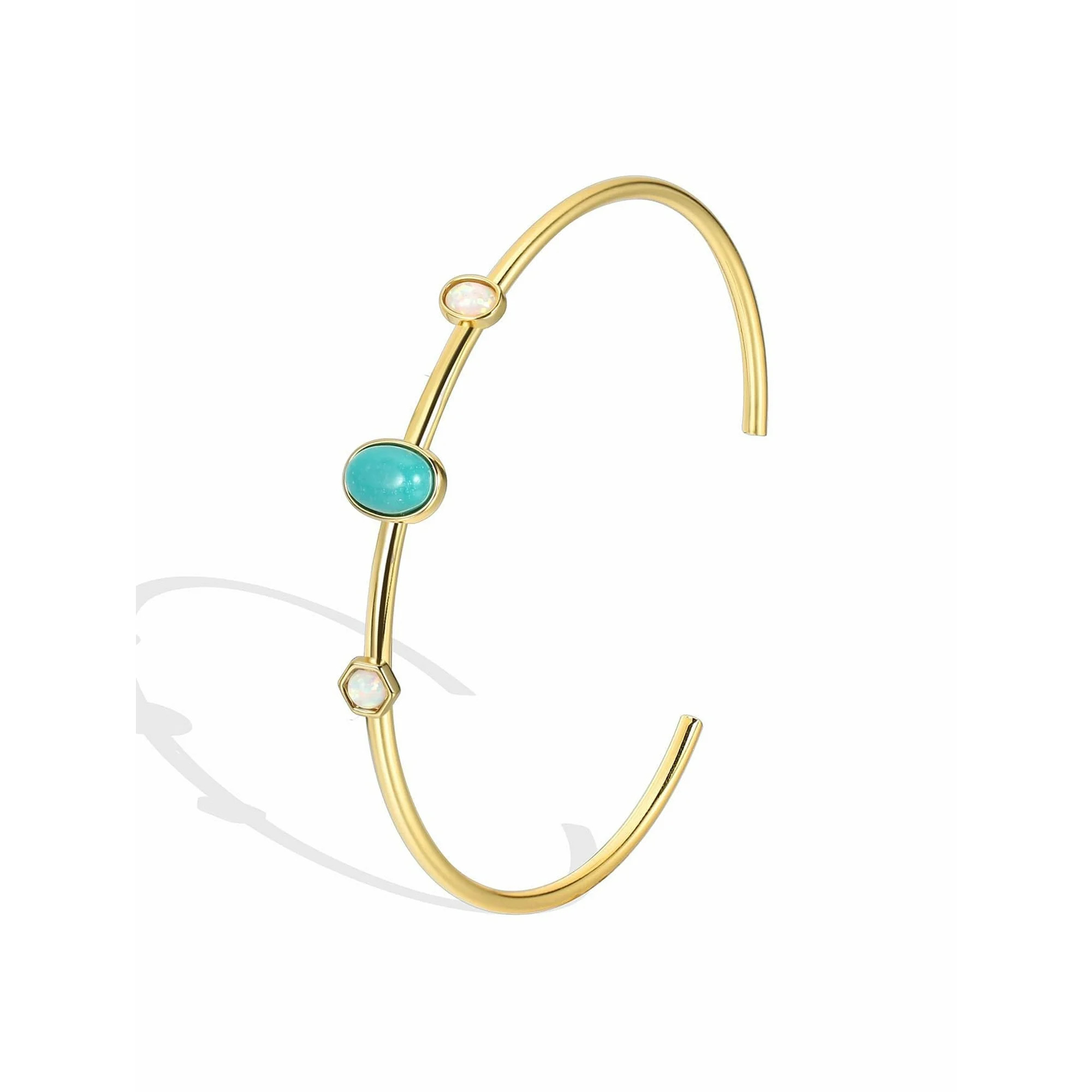 Charm-In Turquoise Adjustable Cuff Bangle Bracelet for Women 14K Gold Plated Bracelets Everyday J... | Walmart (US)
