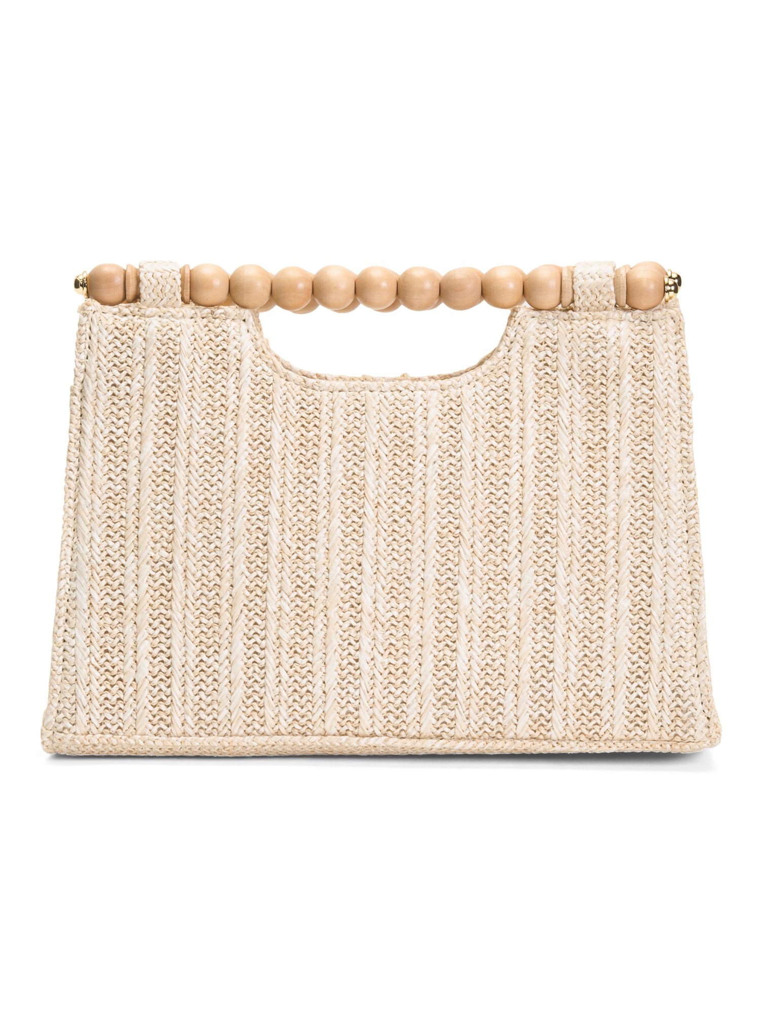 Natural Woven Clutch With Bamboo Handles | Handbags | Marshalls | Marshalls