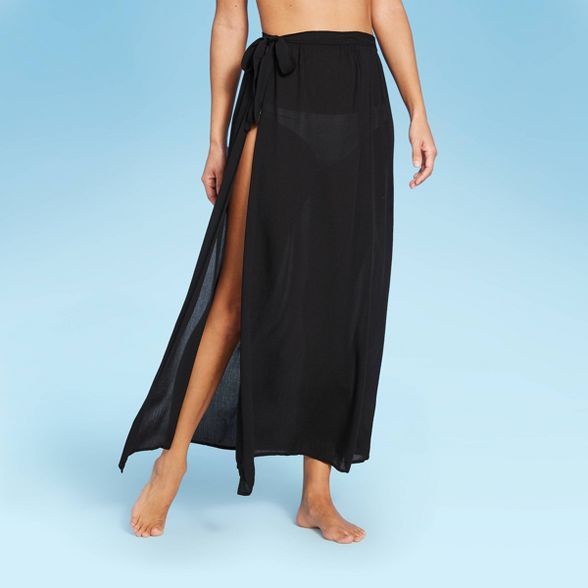 Women's Side-Tie Cover Up Maxi Skirt - Shade & Shore™ Black | Target