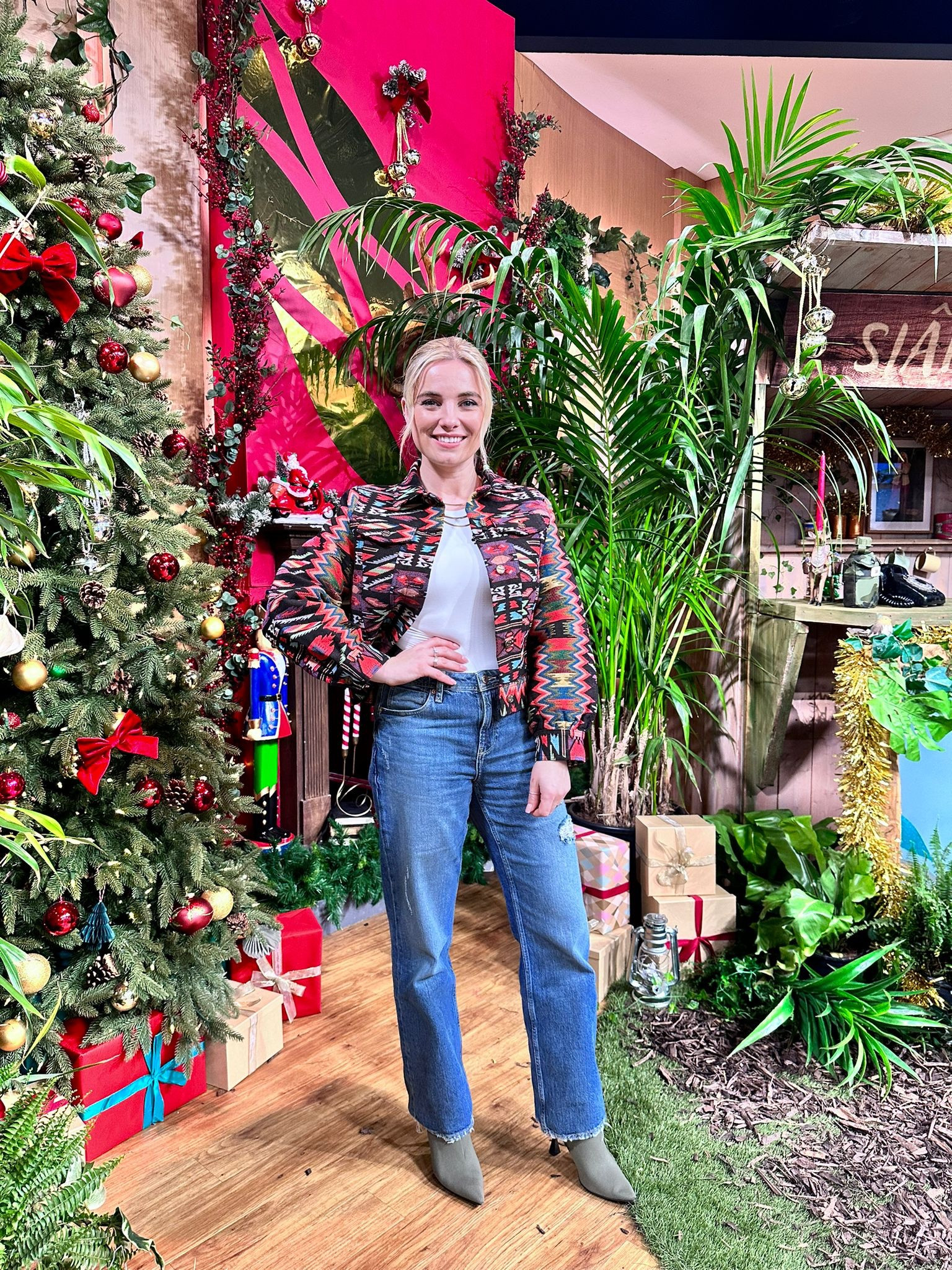 Abstract colourful jacket, Nobody’s child, River island, straight leg jeans, blue jeans,  green boots, heeled boots, colourful outfit, autumn winter outfit, blue denim 

#LTKstyletip #LTKeurope #LTKSeasonal