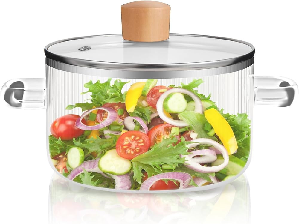 Glass Cooking Pot with Lid, 60.8OZ Simmer Pot Heat Resistant Borosilicate Stovetop Cooking Pot Gl... | Amazon (US)