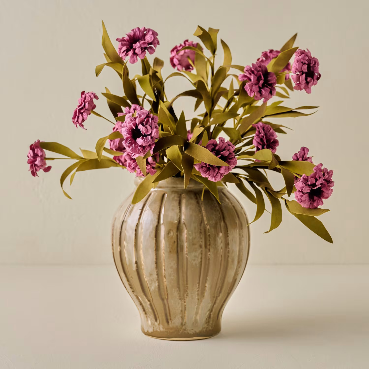 Callum Ribbed Vase + Purple Wildflower Bush Pairing | Magnolia