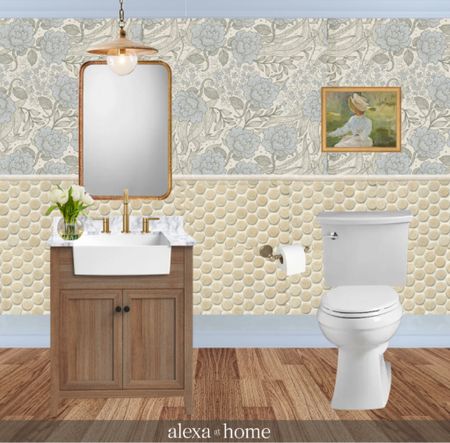 Powder room design, traditional powder room , floral wallpaper, half bath design , vintage inspired bath 

#LTKhome