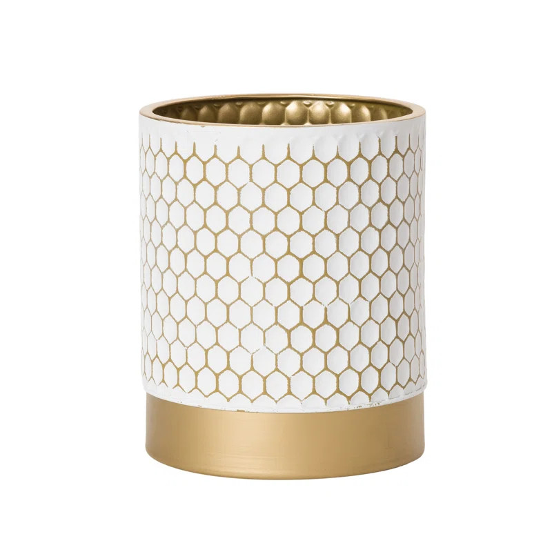 Aspire Honeycomb Mid Century Modern Indoor Metal Waste Basket With Metal Base | Wayfair | Wayfair North America