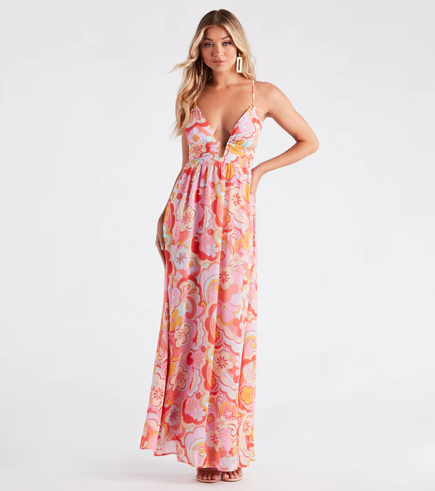 Electric Love Chiffon Floral Maxi Dress | Windsor Stores