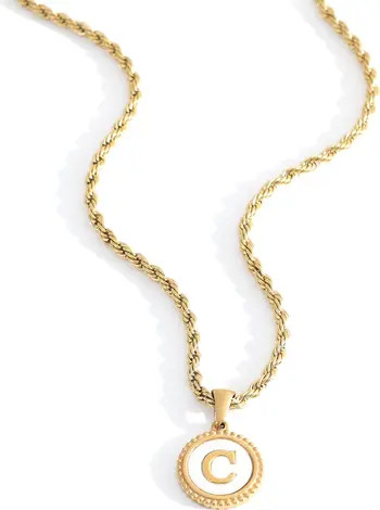 Mother of Pearl Disc Letter with Rope Chain Necklace | Nordstrom