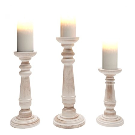 Barnyard Designs Rustic Pillar Candle Holder Stands Tall Wood Candlestick Centerpieces for Table or  | Walmart (US)