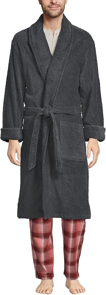 Lands' End Men's Full-Length Turkish Cotton Terry Bathrobe – 55" Length | Plush, Absorbent, 2 P... | Amazon (US)