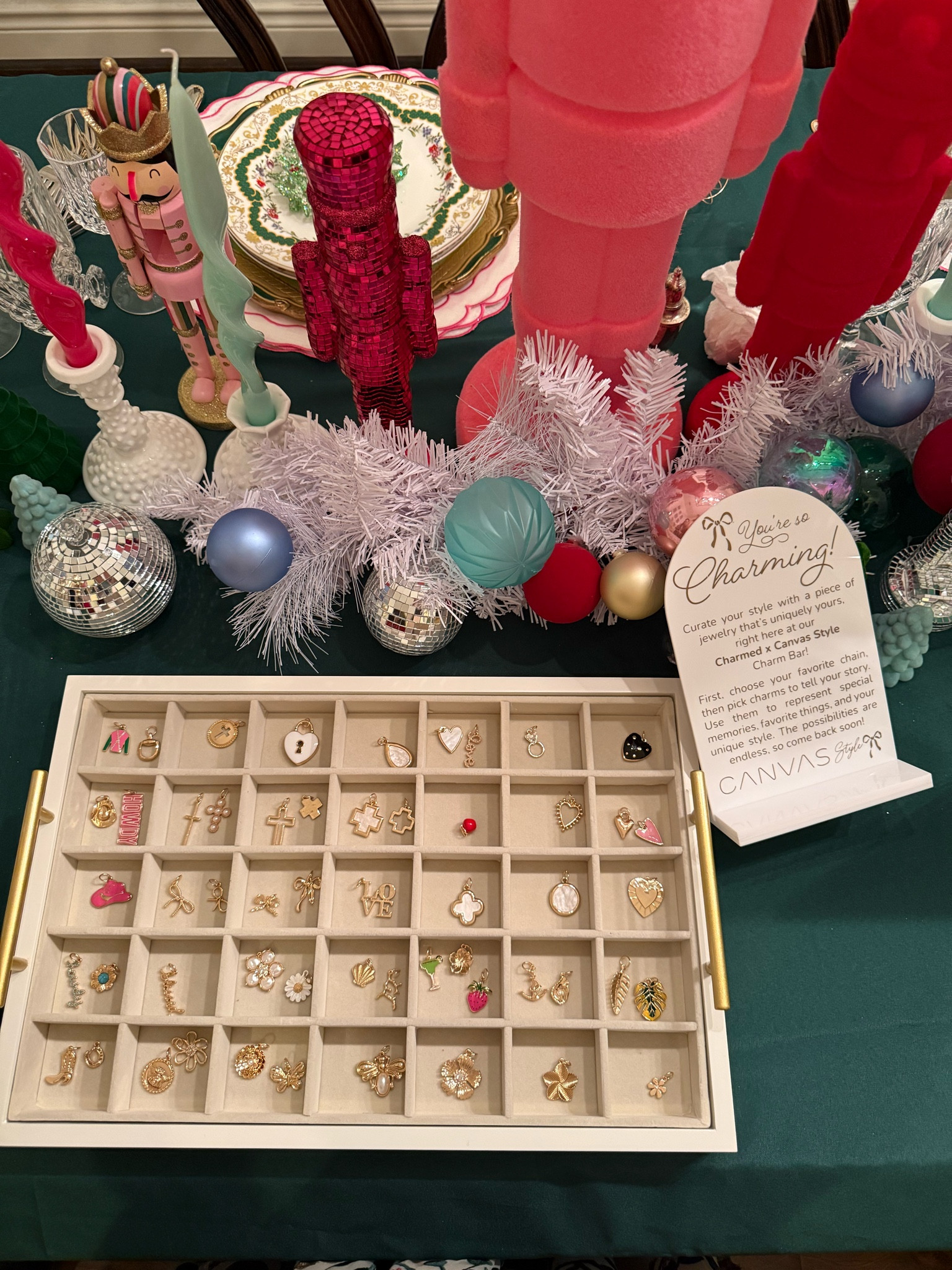 Last night @canvas_style and I surprised my guests by gifting them a CANVAS Style Charm Necklace or Bracelet with their choice of Charms! 

It was so fun to see everyone pick out their CANVAS Style Charms! Thank you @CANVAS_Style for helping me make my Ornament Exchange Party a night to remember! 

Use code STYLINBRUNETTE20 to shop their collection and comment SHOP to have the link sent to your DM 

#stylinbrunette #canvasstyle #charmnecklace #charmbar #charmbracelet #giftsforher #girlsnight #christmasparty #christmaspartyidea 
#giftsunder50 #ltkunder50 

#LTKHoliday #LTKFindsUnder50 #LTKParties