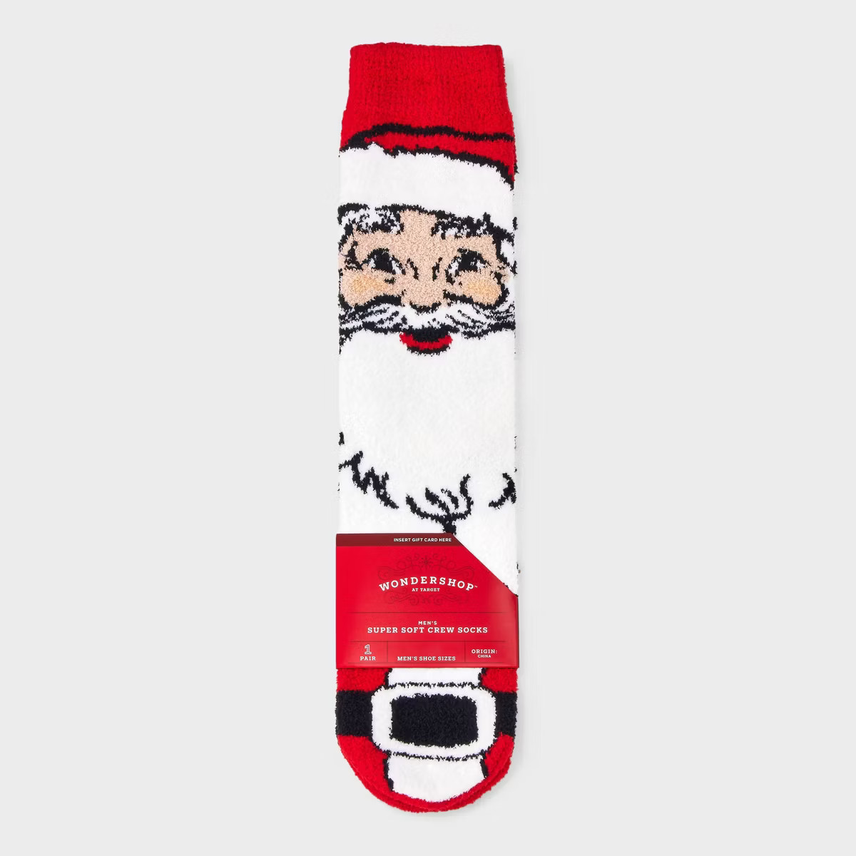 Men's Santa Cozy Crew Socks with Gift Card Holder - Wondershop™ Red 6-12 | Target