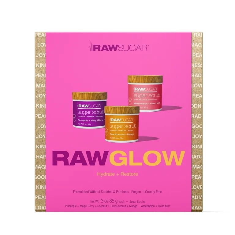 Raw Sugar Raw Glow Holiday Gift Set, Includes Three Body Scrubs, 3 Piece | Walmart (US)