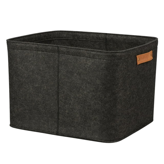 Mainstays Large Felt Decorative Storage Basket, Dark Heather Grey | Walmart (US)