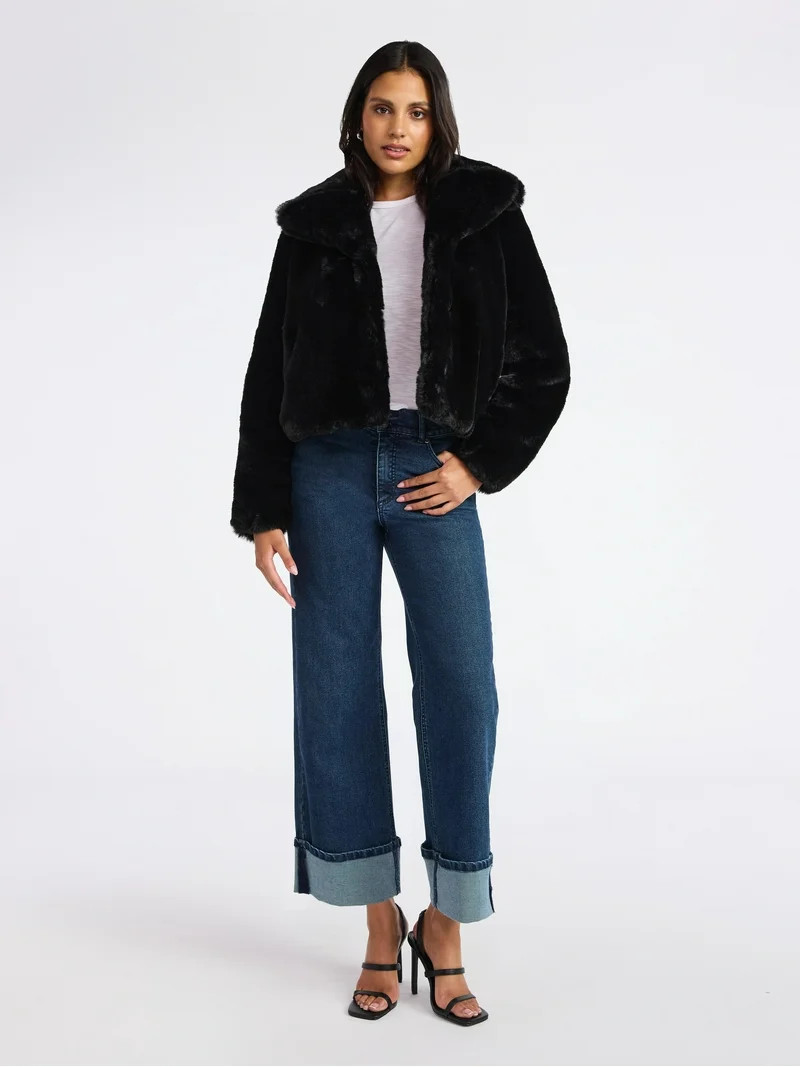 Sofia by Sofia Vergara Women's and Women's Plus Size Faux Fur Chubby Jacket, Sizes XS-4X | Walmart (US)