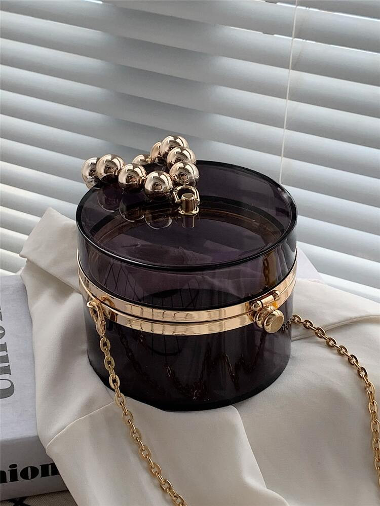 Mini Clear Bead Decor Chain Box Bag | SHEIN