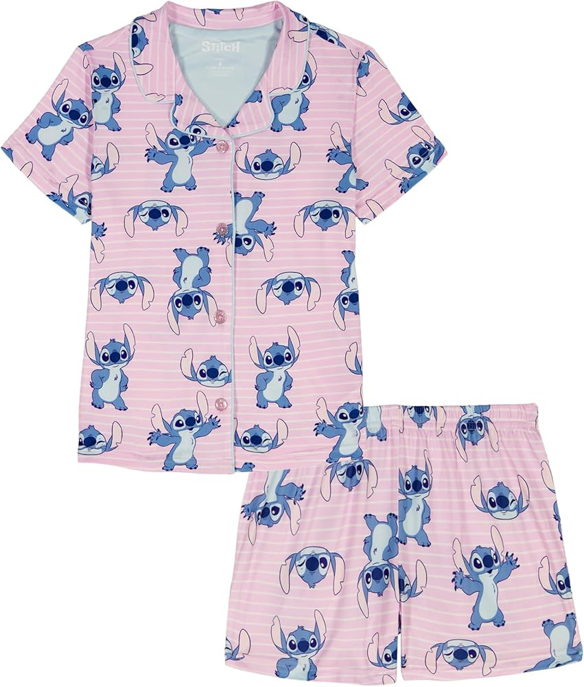 Disney Girls' 2-piece Loose-fit Button Down Matching Pajama Set, Soft & Cute for Kids | Amazon (US)