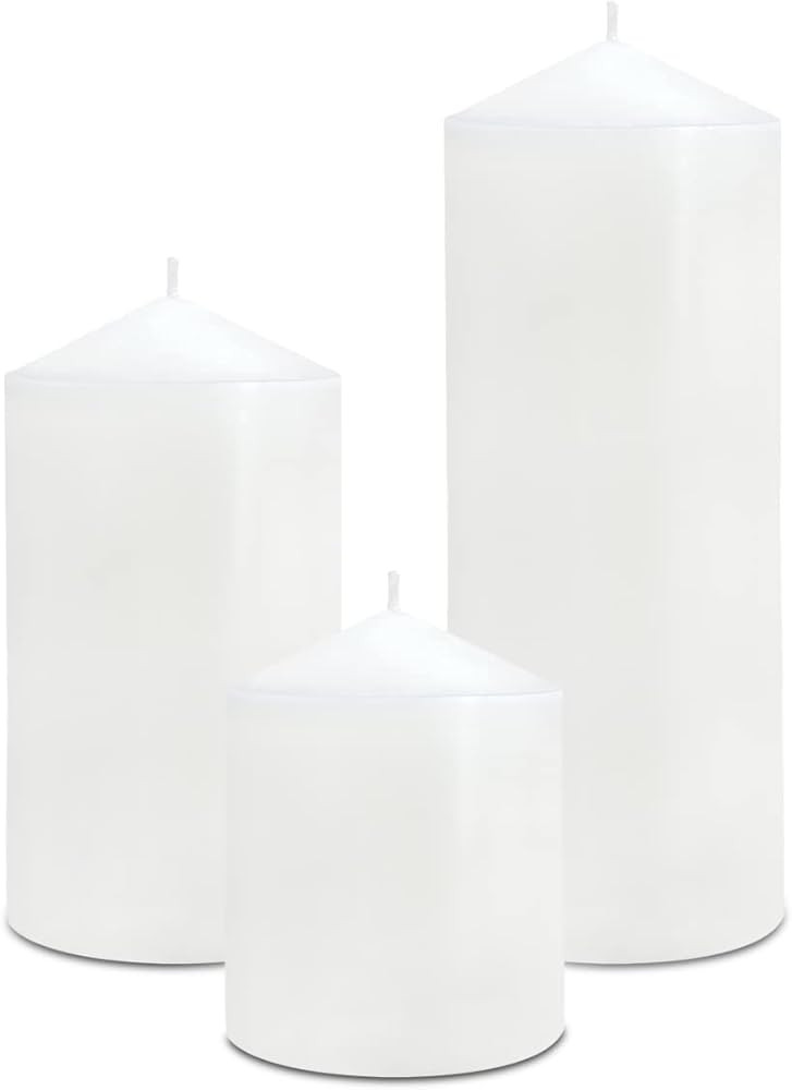Pillar Candles 3 x 4, 6, and 8 inches, Large Handmade Candles Set of 3, White Decorative Candles ... | Amazon (US)