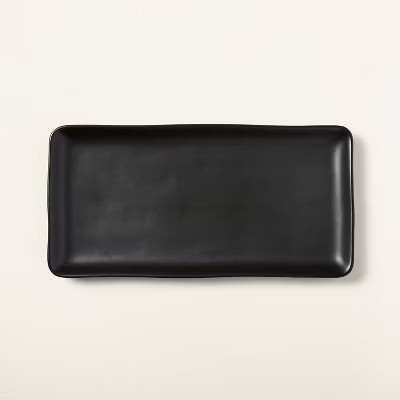 Large Rectangle Matte Stoneware Serve Tray Black - Hearth & Hand™ with Magnolia | Target