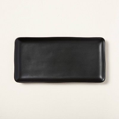 Large Rectangle Matte Stoneware Serve Tray Black - Hearth &#38; Hand&#8482; with Magnolia | Target