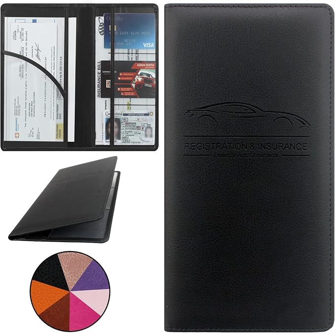 Car Registration and Insurance Holder, Premium Pu Leather Vehicle Glove Box Organizer - for Drive... | Amazon (US)