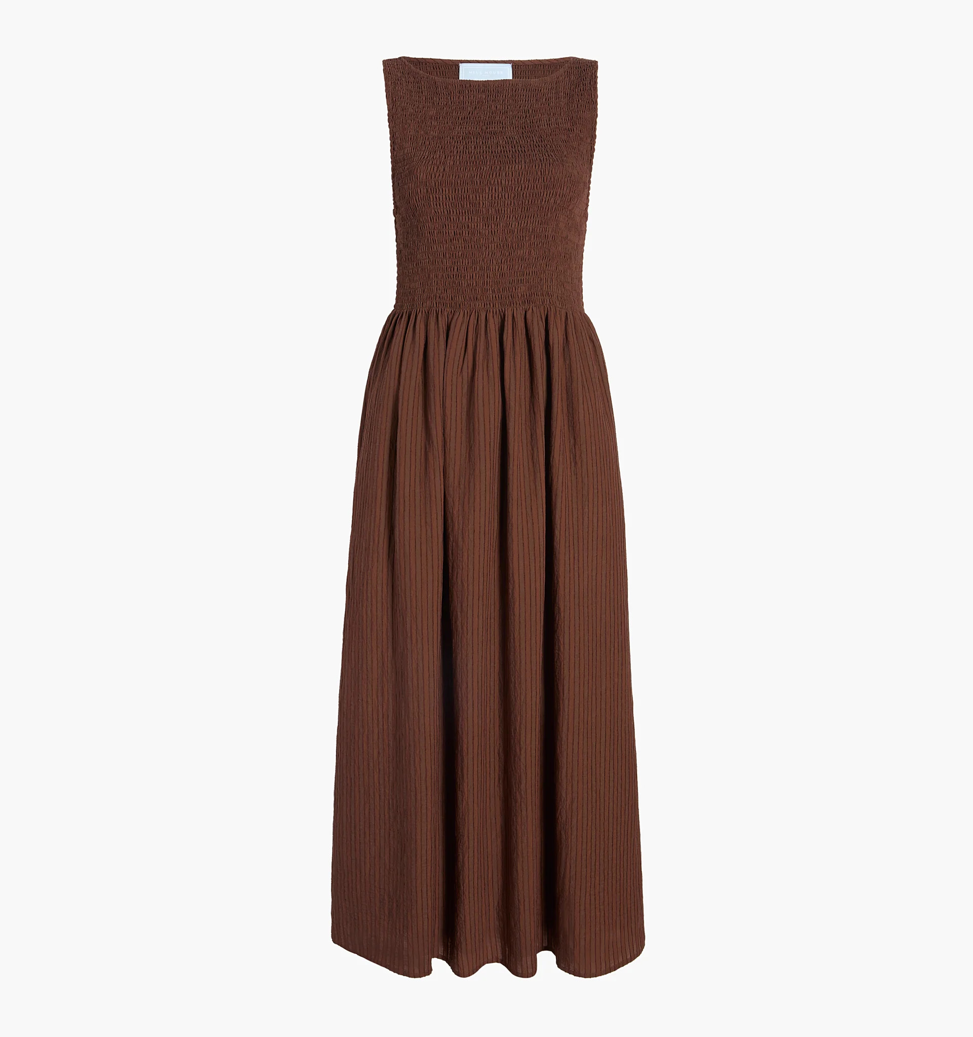 The Cosima Nap Dress - Chocolate Tonal Seersucker | Hill House Home