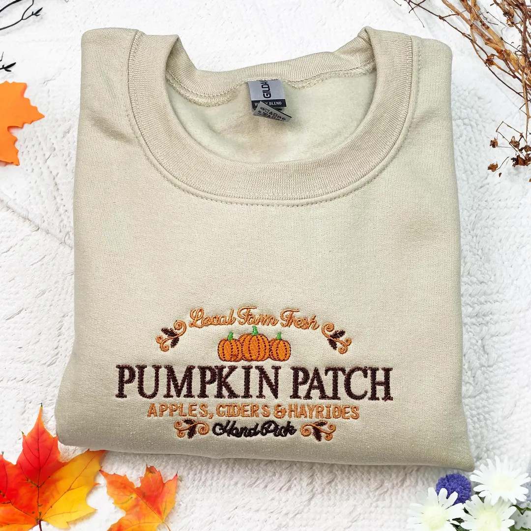 Fall Pumpkin Patch Embroidered Sweatshirt, Fall Crewneck, Pumpkin Crewneck, Autumn Harverst, Hall... | Etsy (US)
