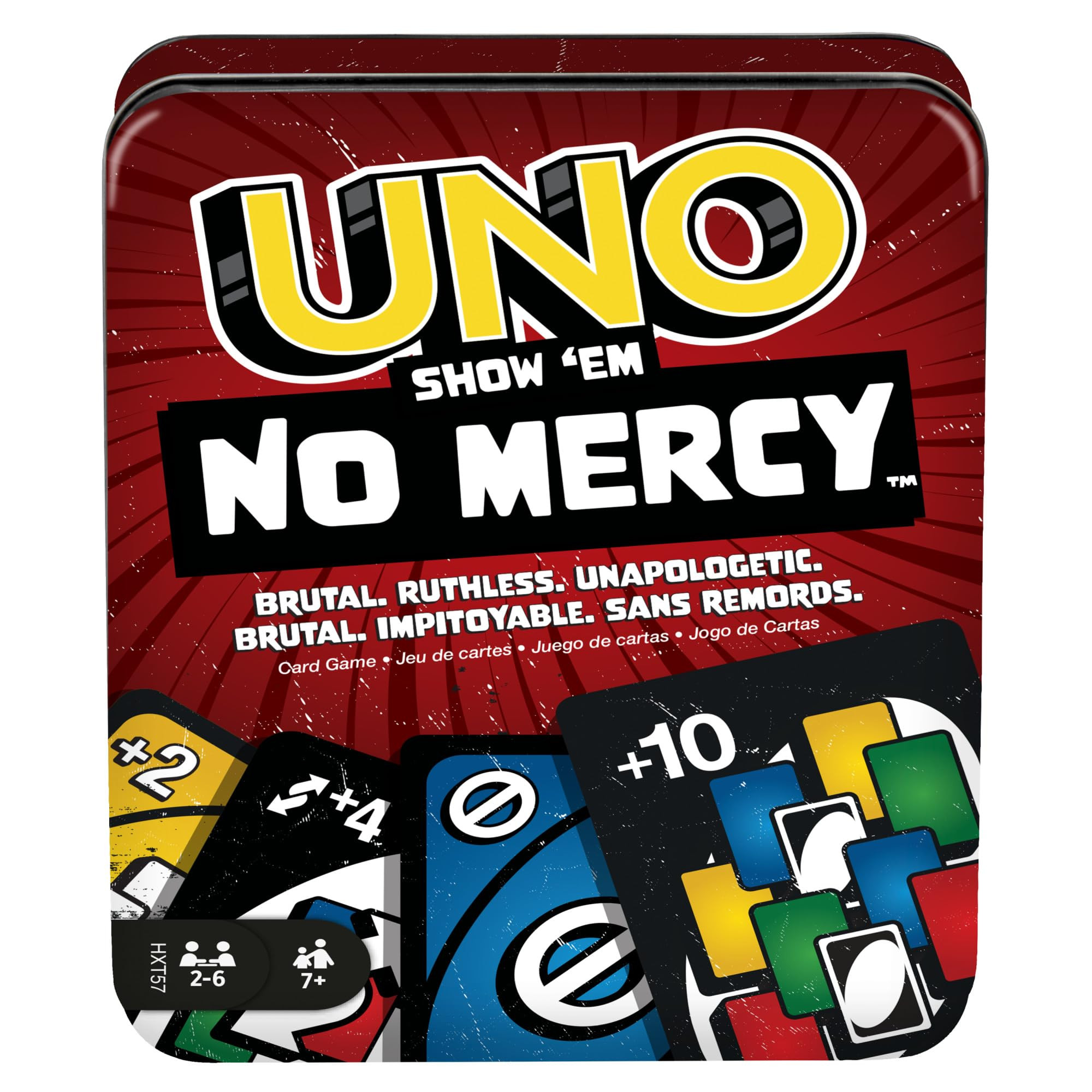 Mattel Games UNO Show ‘em No Mercy Card Game in Storage & Travel Tin for Kids, Adults & Family ... | Amazon (UK)