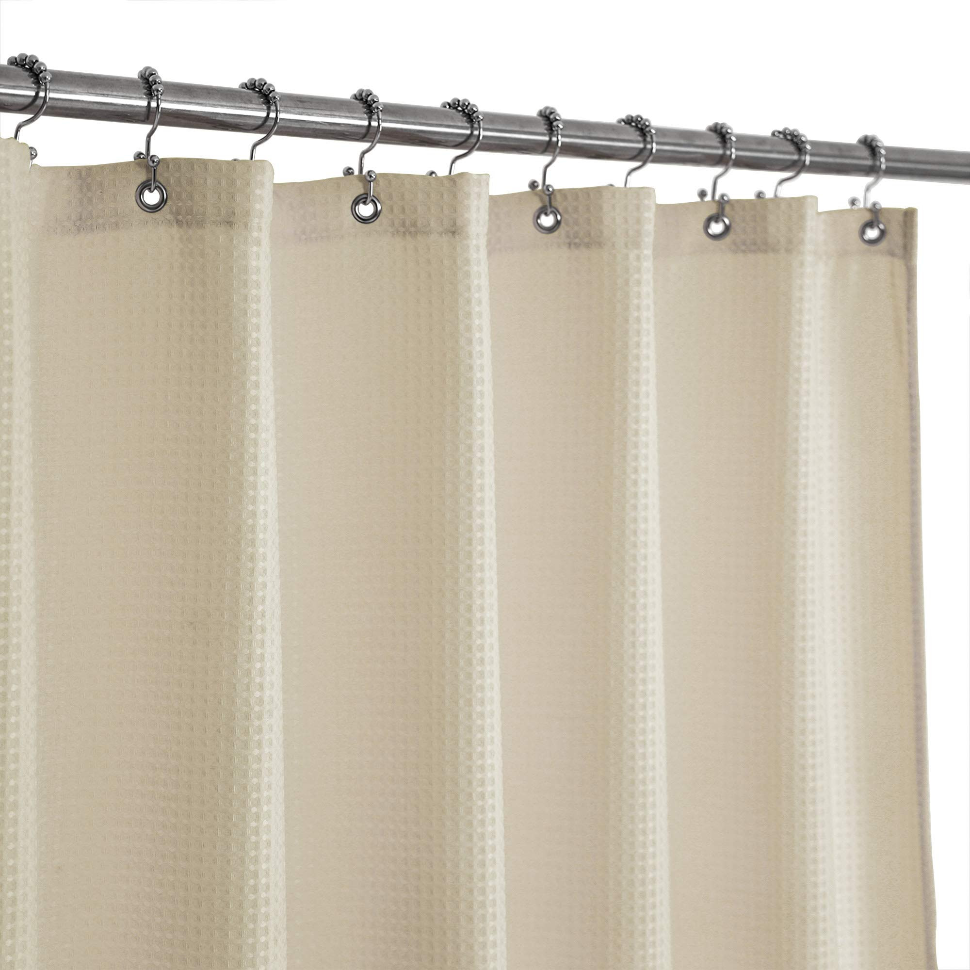 Barossa Design X-Long Fabric Waffle Weave Shower Curtain 96 inch Height, Hotel Luxury Spa, 230gsm Heavyweight, Water Repellent, Machine Washable, Cream, 71X96 | Amazon (US)