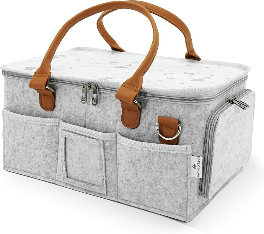 Baby Diaper Caddy Organizer with Lid, Multiple Compartments Baby Caddy, Waterproof Diaper Tote Ba... | Amazon (US)