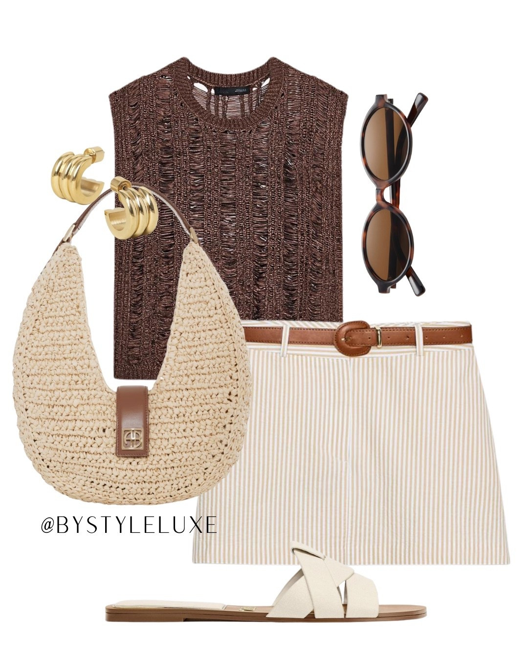 ZARA - love this brown crochet top styled here with a skort for an easy summer look 

#summeroutfit #holidayoutfit #crochet 

#LTKeurope #LTKsummer #LTKshoes