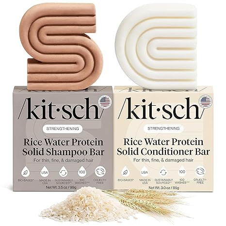 Kitsch Rice Water Shampoo & Conditioner Set – Solid Shampoo & Conditioner Bar with Protein for ... | Amazon (US)