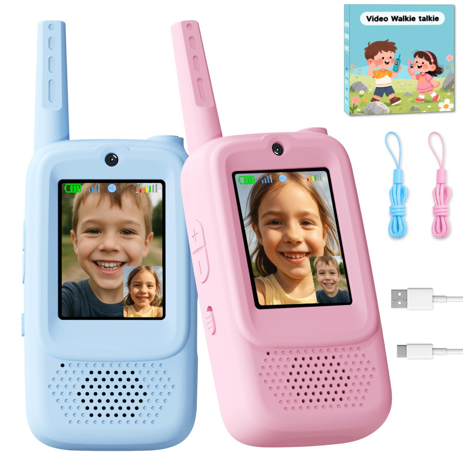 Video Walkie Talkies for Kids, Handheld 2 Pack Rechargeable Video Walkies Talkies, Indoor Outdoor... | Amazon (US)