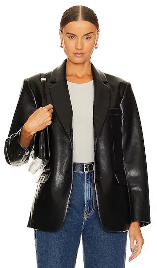 Classic Blazer in Black Recycled Leather | Revolve Clothing (Global)
