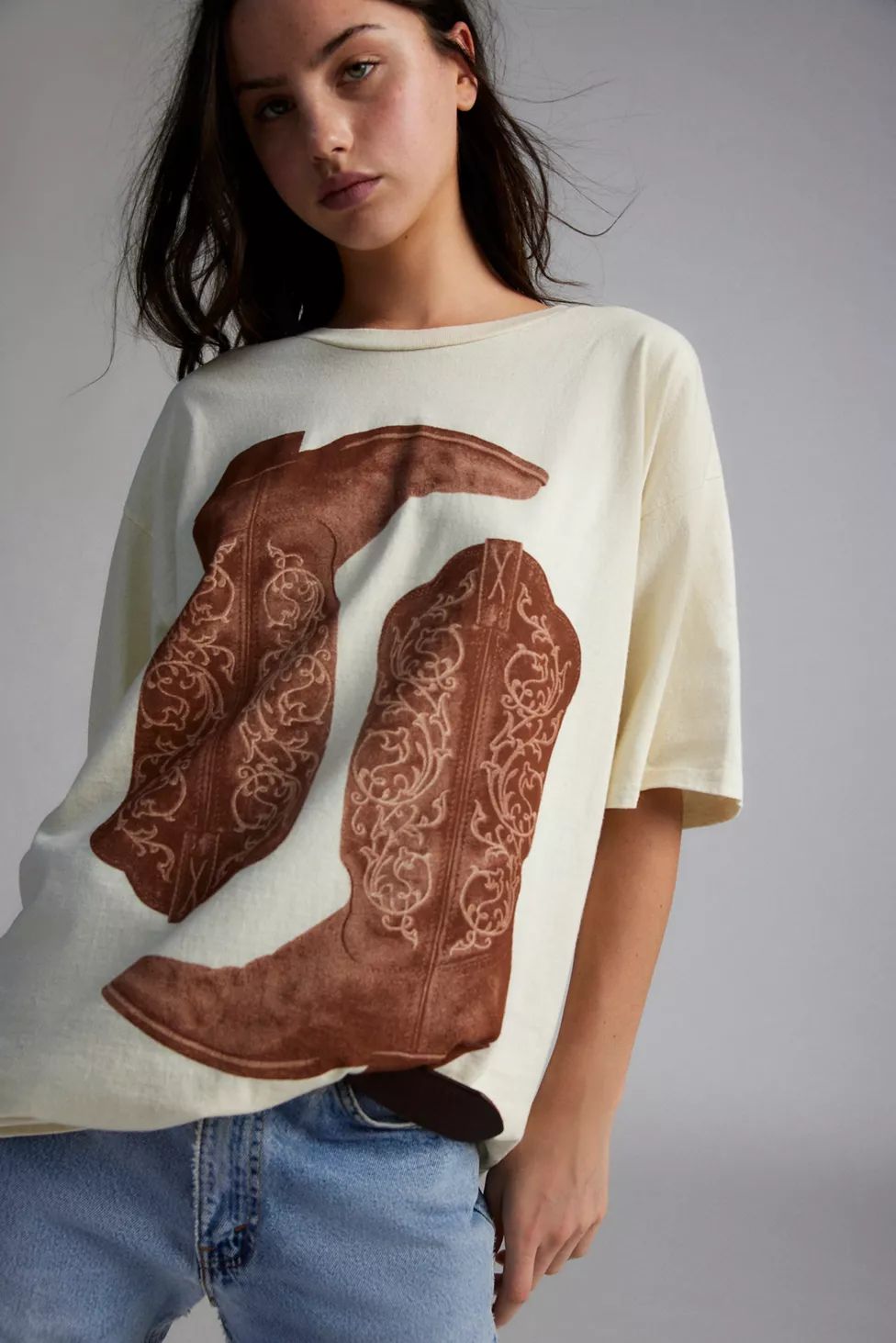 Photoreal Cowboy Boots Oversized Graphic T-Shirt Dress | Urban Outfitters (US and RoW)