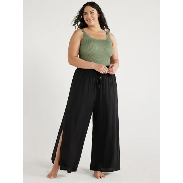 Time and Tru Women's and Women's Plus Smocked Coverup Pants, Sizes S-3X | Walmart (US)