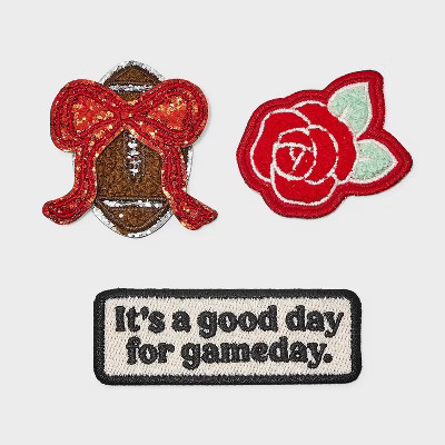 Football and Bow Game Day Patch Set 3pc - Universal Thread™ Red/Brown | Target