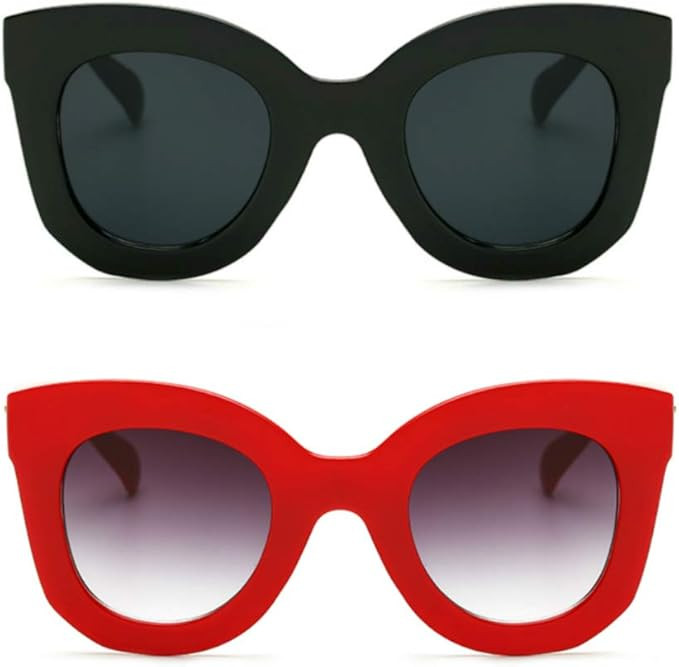 Freckles Mark Cute Butterfly Sunglasses for Women Trendy Round Cat Eye Sun Glasses Large Designer... | Amazon (US)