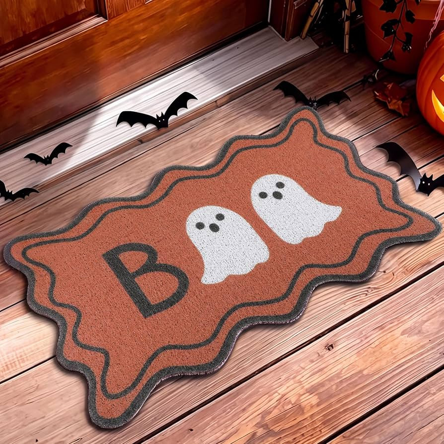 Dunzy Halloween Doormat Boo Scalloped Welcome Mat with Ghost Outdoor | Amazon (US)