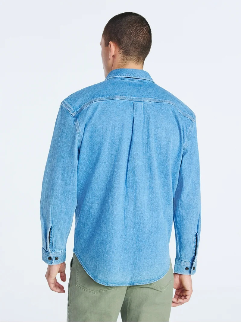 Free Assembly Men's Heavyweight Denim Overshirt with Long Sleeves, Sizes S-3XL | Walmart (US)