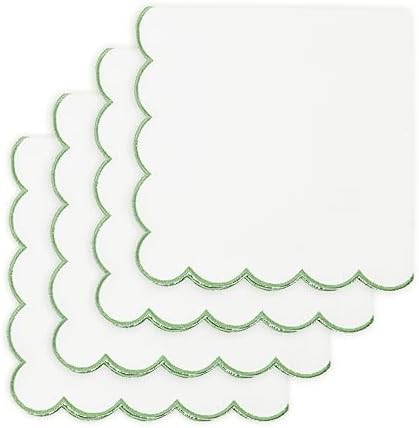 PurpleEssences Scalloped Embroidery Cloth Napkins - Spring Easter Summer - Table Decor - 100% Cot... | Amazon (US)