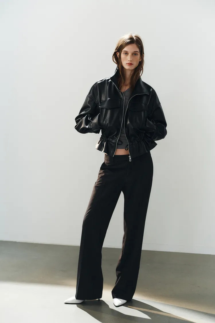 ADJUSTABLE WAIST FAUX LEATHER JACKET | Zara Canada