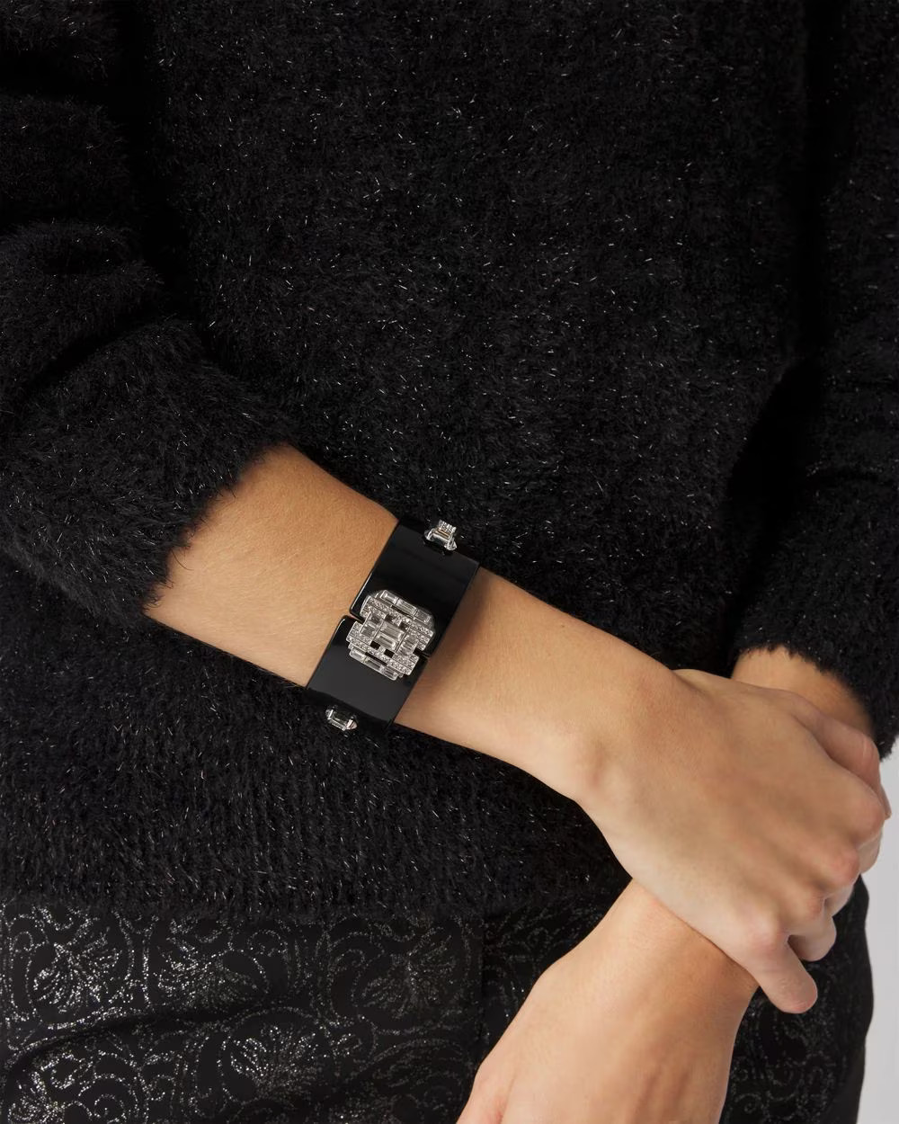 Art Deco Black Enamel Cuff | White House Black Market