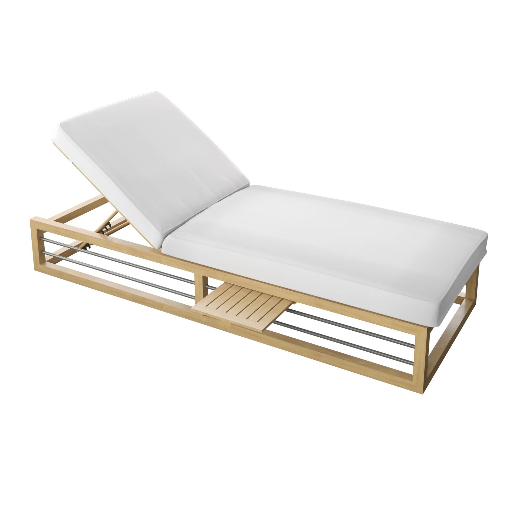 Sehreen Outdoor Wood Chaise Lounge with Table | Wayfair North America