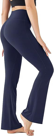 UMSIFEY Women's Black Flare Yoga Pants, Soft High Waisted Casual Bootcut Leggings Workout Lounge ... | Amazon (US)