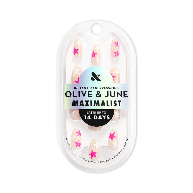 Olive & June Instant Mani Maximalist Medium Almond Press-On Nails, Neon Star, 42 Pieces | Walmart (US)