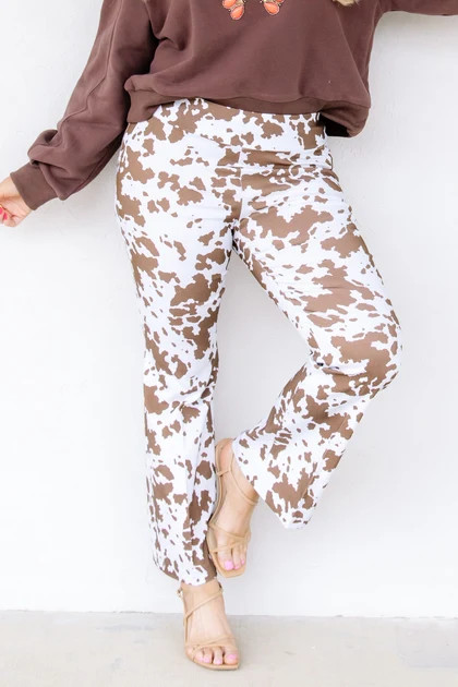 Insight Printed Brown Spots Wide Leg Pant | The Willow Tree